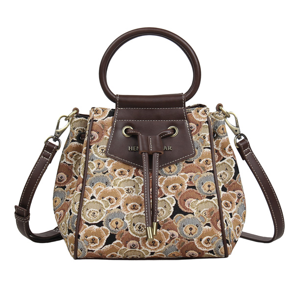 Bear & Bear Tapestry Bucket Shoulder Bag