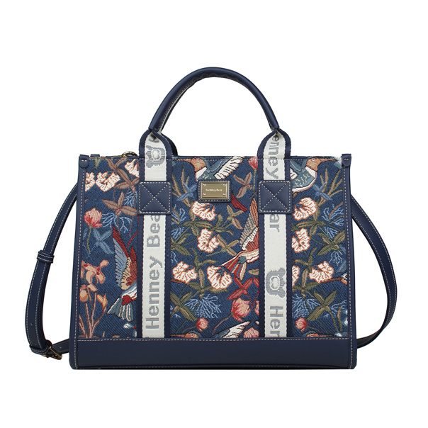 Blue Humming Bird Tapestry Tote Shoulder Bag
