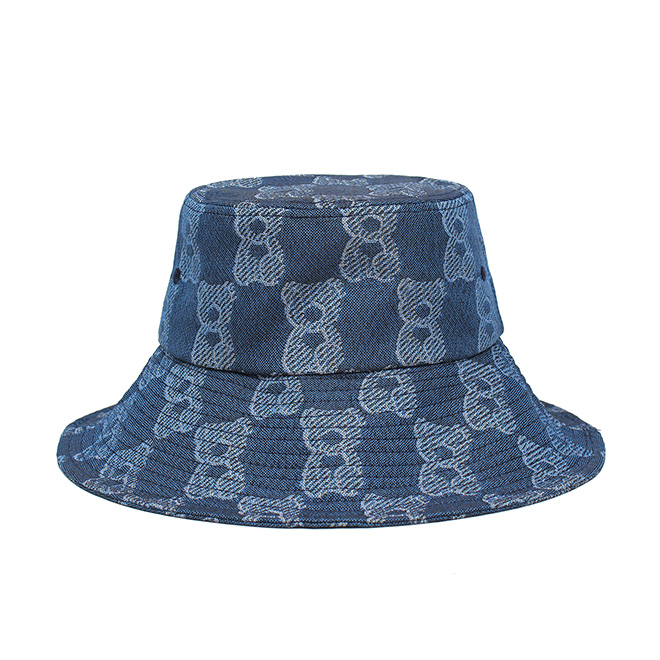Checked Bear Blue Bucket Hat - HM-031
