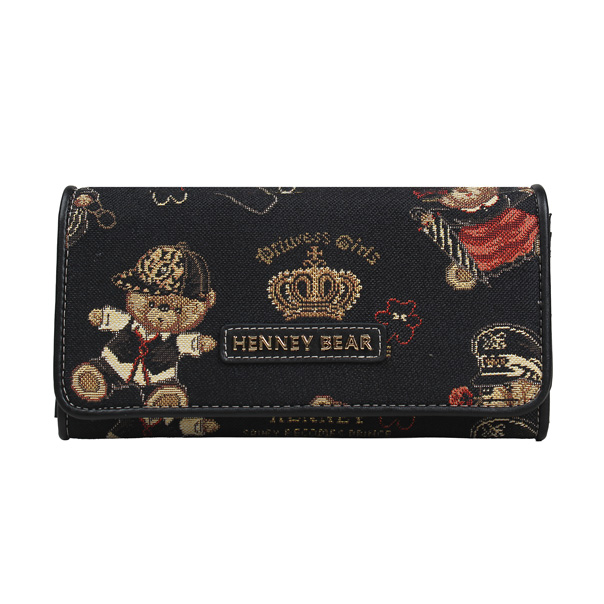 Crown Bear Tapestry Long Purse Bag