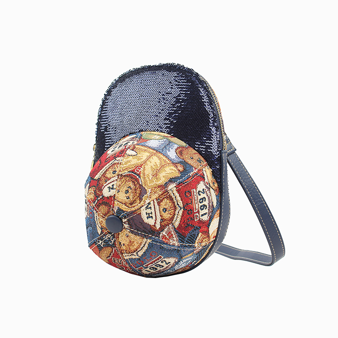 Henney Bear Basketball Bear Women’s Mini Crossbody Bag with Cap-Inspired Shape H-975