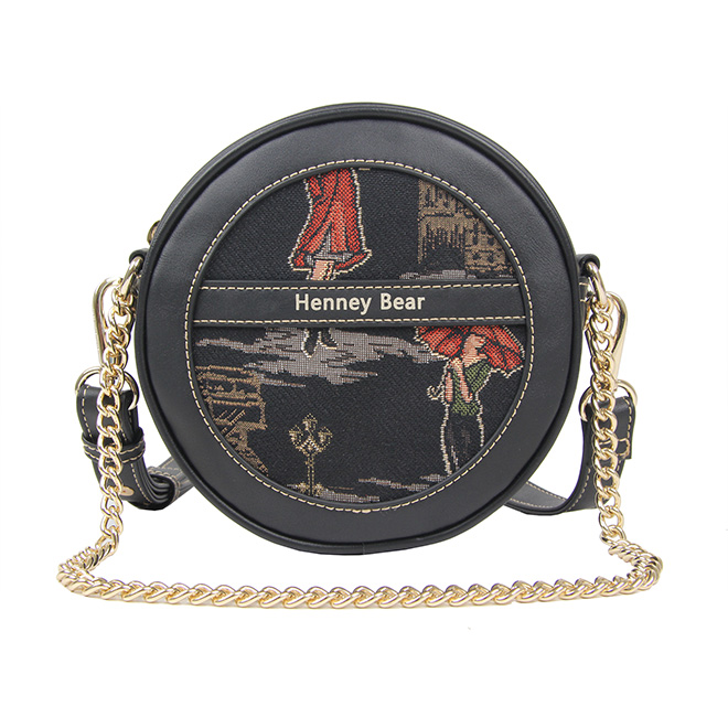 Henney Bear Black Paris Girl Round Crossbody H-364