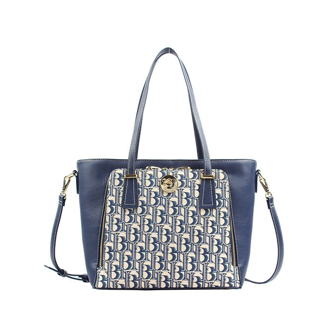 Henney Bear Blue Bear Designer Tote Bag with Zip Closure H-1002