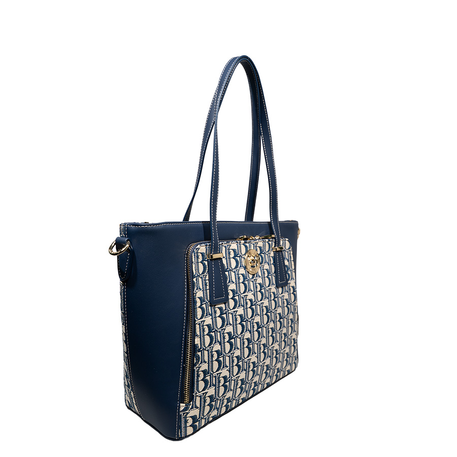 Henney Bear Blue Bear Designer Tote Bag with Zip Closure H-1002