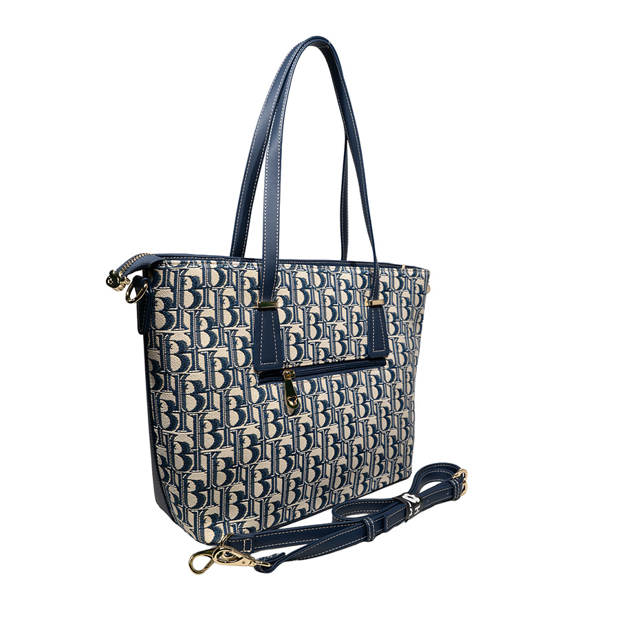 Henney Bear Blue Bear Designer Tote Bag with Zip Closure H-1002