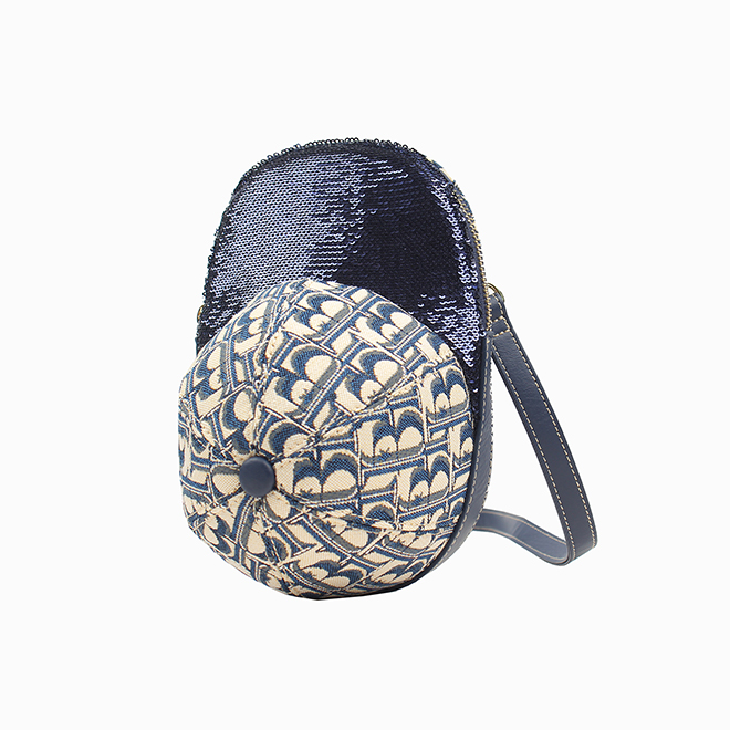 Henney Bear Blue Bear Women’s Mini Crossbody Bag with Cap-Inspired Shape H-975