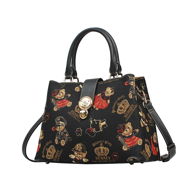 Henney Bear Crown Bear Structured Handbag H-1128