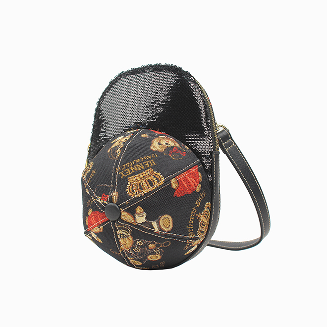 Henney Bear Crown Bear Women’s Mini Crossbody Bag with Cap-Inspired Shape H-975