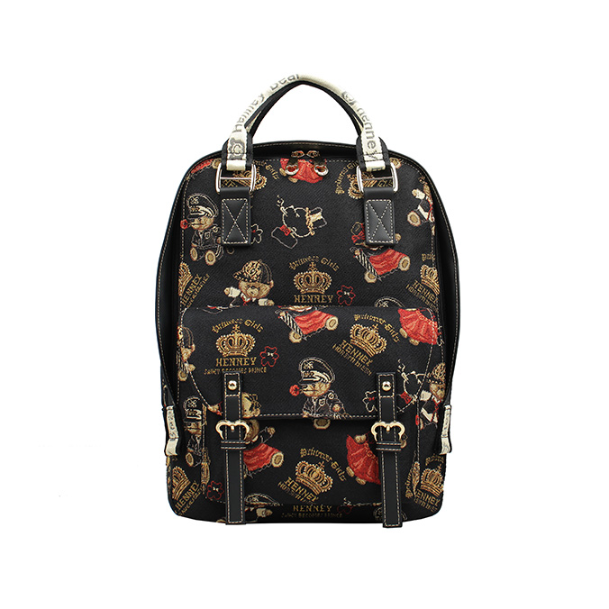 Henney Bear Crown Print Backpack - H-966