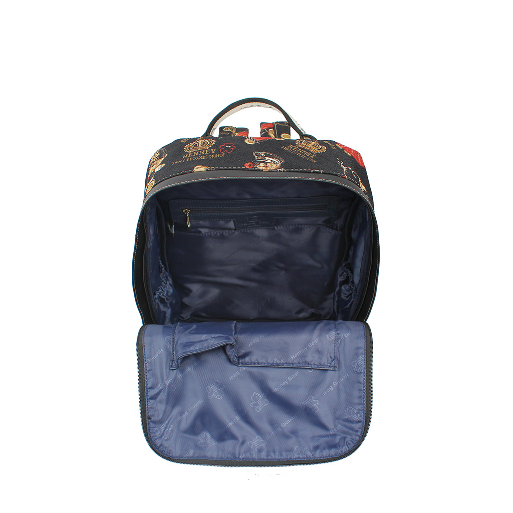 Henney Bear Crown Print Backpack - H-966