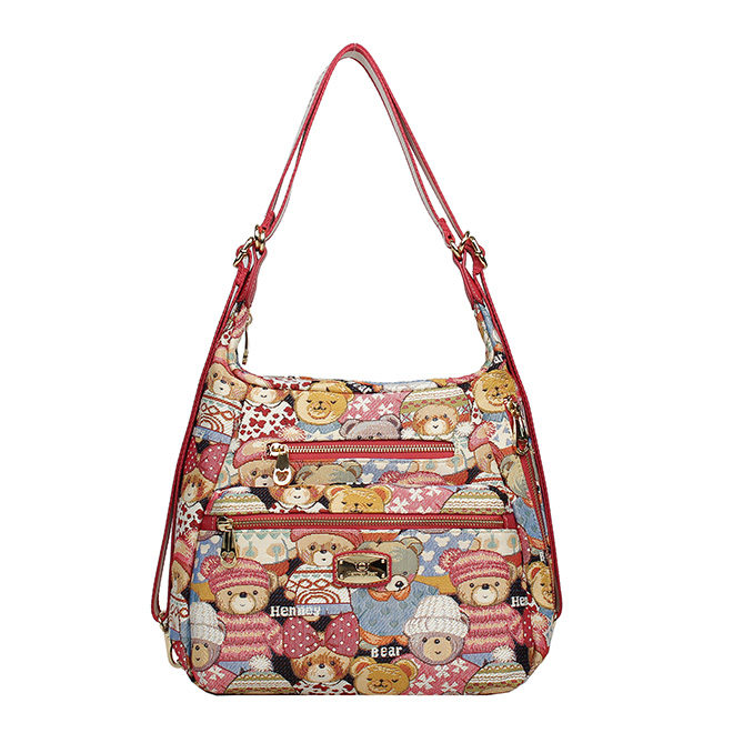 Henney Bear Cute Bear Multi-Pocket Shoulder Bag H-1166