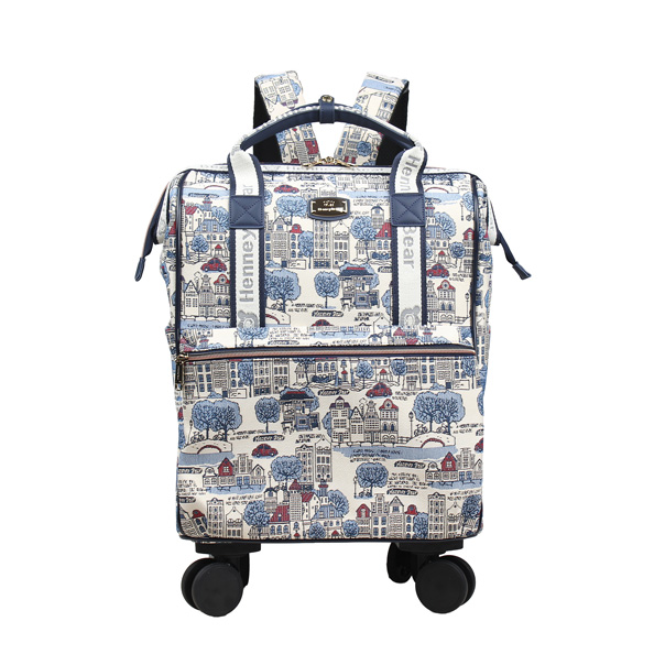 Henney Bear Euro City Tapestry Rolling Travel Backpack