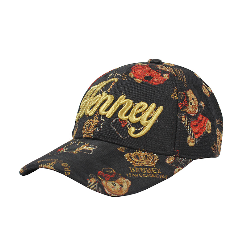 Henney Bear Landon Crown Bear Embroidered Cap HM-001