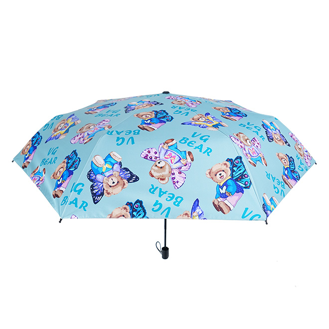 Henney Bear Light Blue Women’s Folding Umbrella – Compact Travel Edition VU-001