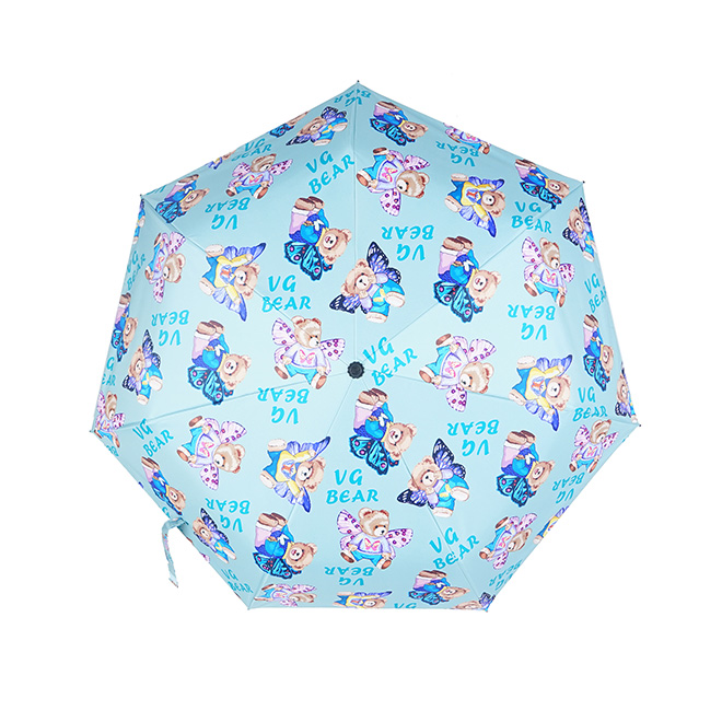 Henney Bear Light Blue Women’s Folding Umbrella – Compact Travel Edition VU-001