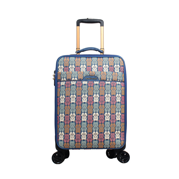 Henney Bear Nevy Blue Teddy Tapestry Cabin Trolley Luggage