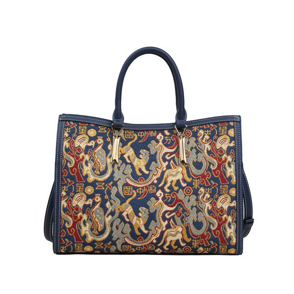 Henney Bear Oriental Star Tapestry Tote Shoulder Bag