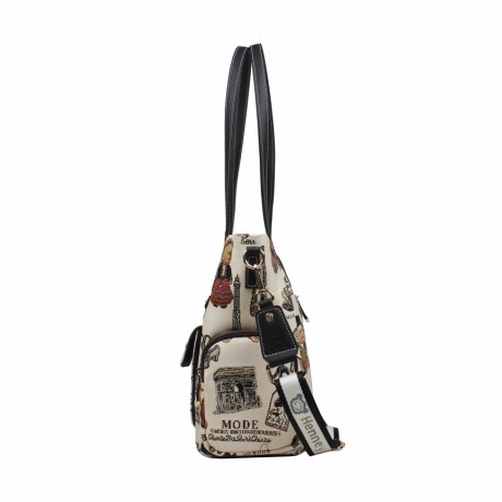 Henney Bear Paris Bear Women’s Tote Bag with Multi-Pocket Design H-1199
