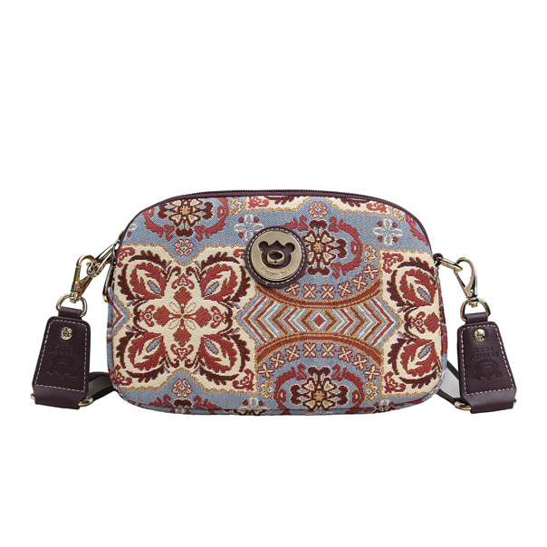 Peony Flower Purple Tapestry Crossbody Bag