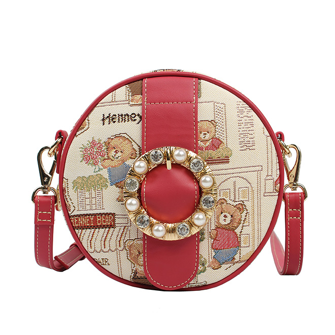 Henney Bear Round Floral Bear Crossbody Bag H-466