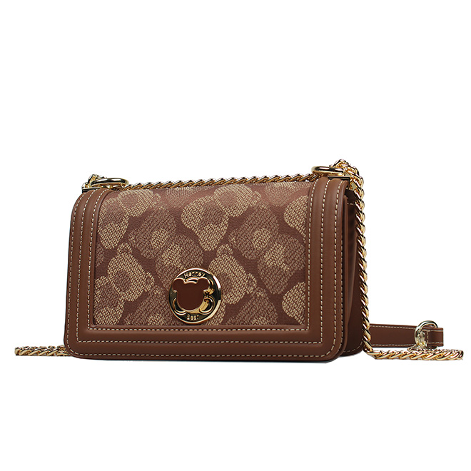 Henney Bear Shadow Bear Brown Chain Shoulder Bag H-1149