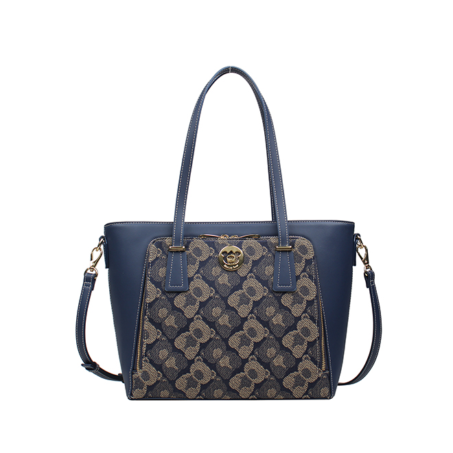 Henney Bear Shadow Bear Designer Tote Bag with Zip Closure H-1002