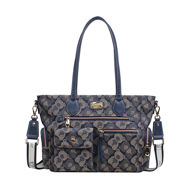 Henney Bear Shadow Bear Women’s Tote Bag with Multi-Pocket Design H-1199