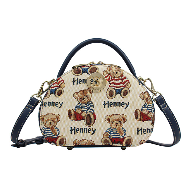 Henney Bear Stripe Bear Round Handbag H-1126