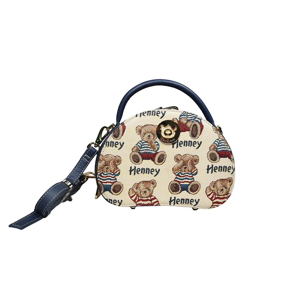 Henney Bear Stripe Bear Round Handbag H-1126