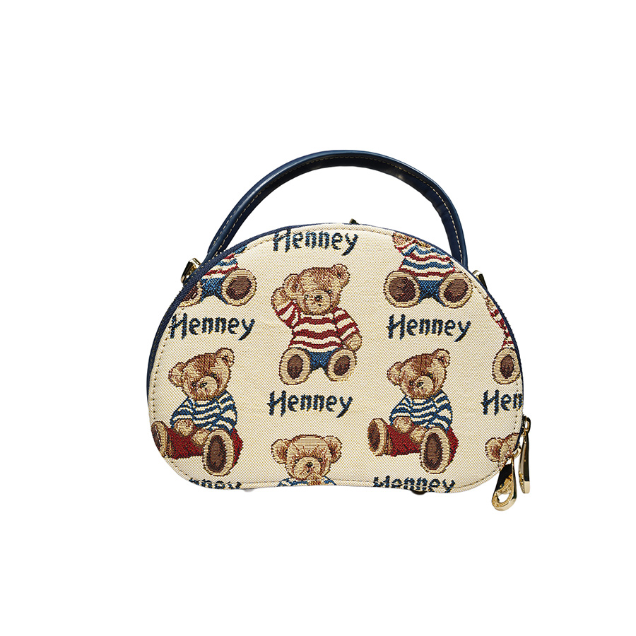Henney Bear Stripe Bear Round Handbag H-1126