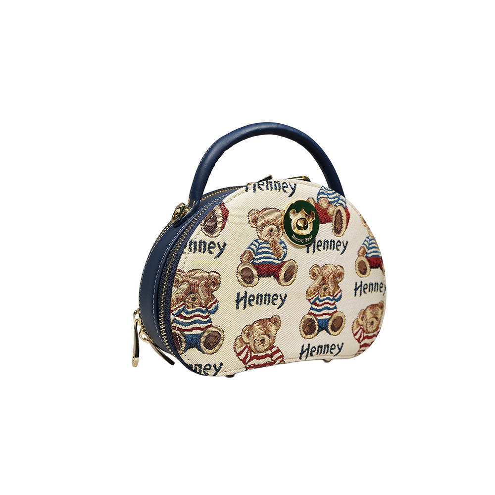 Henney Bear Stripe Bear Round Handbag H-1126