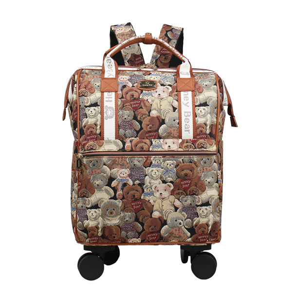 Henney Bear Teddy Bear Tapestry Rolling Backpack