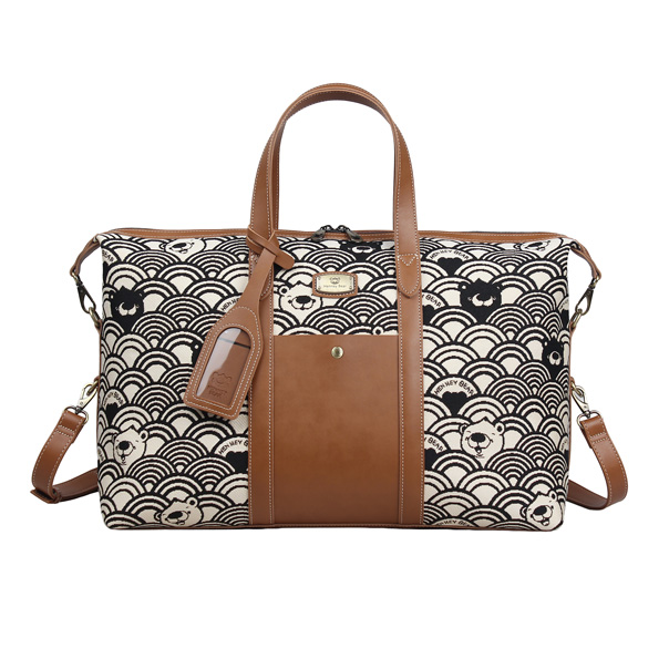 Henney Bear Vincent Bear Black White Wave Tapestry Travel Duffle Bag