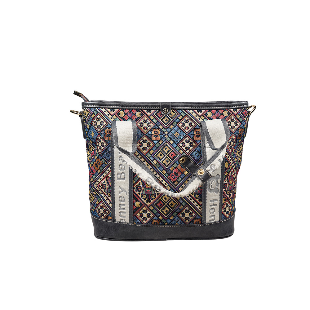 Henney Bear Vintage Check Tote Bag with Adjustable Strap H-1140