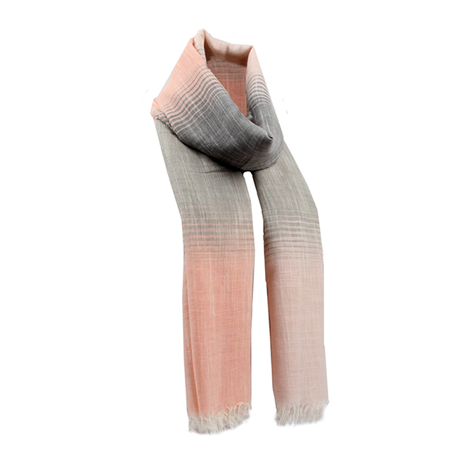 Hijab Scarf Cotton Linen Women Hijab Pink-Gray  - HJ-005