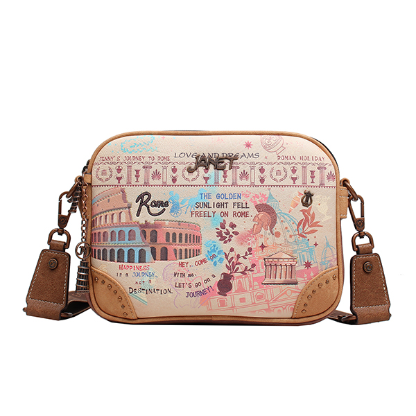 Janet Bear A Tour of Rome Studded Crossbody Bag J-009