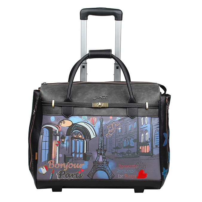 Janet Bear JL003 Paris Dream Printed Suitcase with Wheels