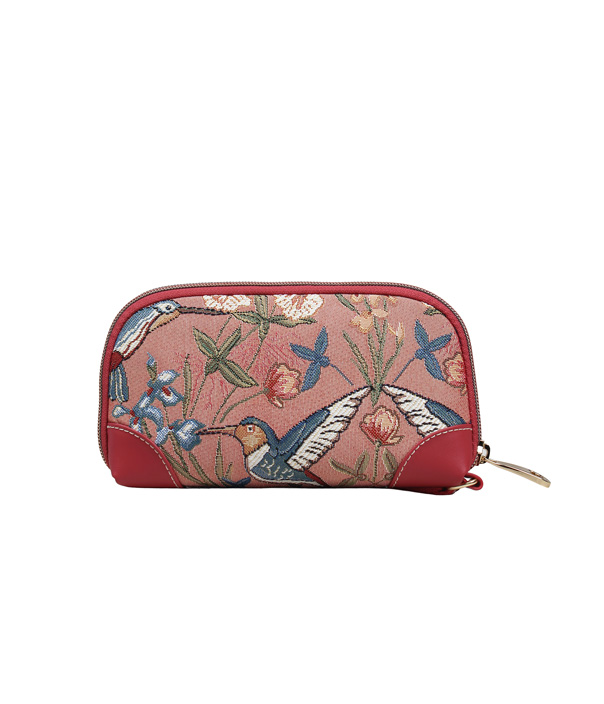 Pink Hummingbird Tapestry Zip Pouch