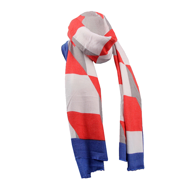 Red-White Hijab Scarf Cotton Linen Women Hijab - HJ-005