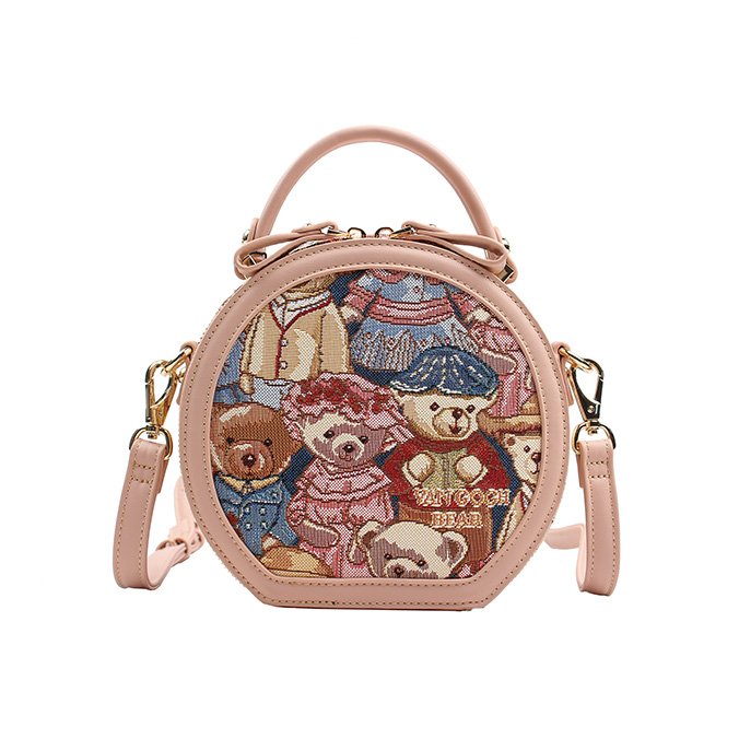Vincent Bear Round Bag with long belt - H-772