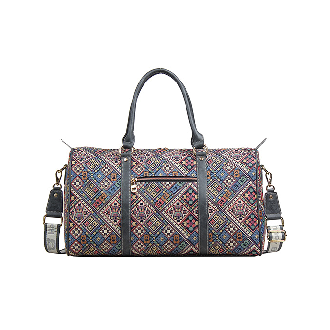 Vintage Check Weekender with Shoulder Strap - H-164